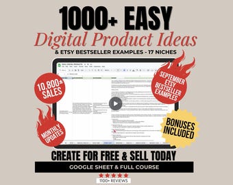 1000+ Digital Product Ideas: Etsy Shop Guide (PDF Download