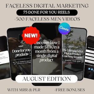229 Faceless Men Reels Dark Aesthetic With Done For You Content, Faceless Digital Marketing Reels, resell rights, mrr, plr, FACELESS REELS