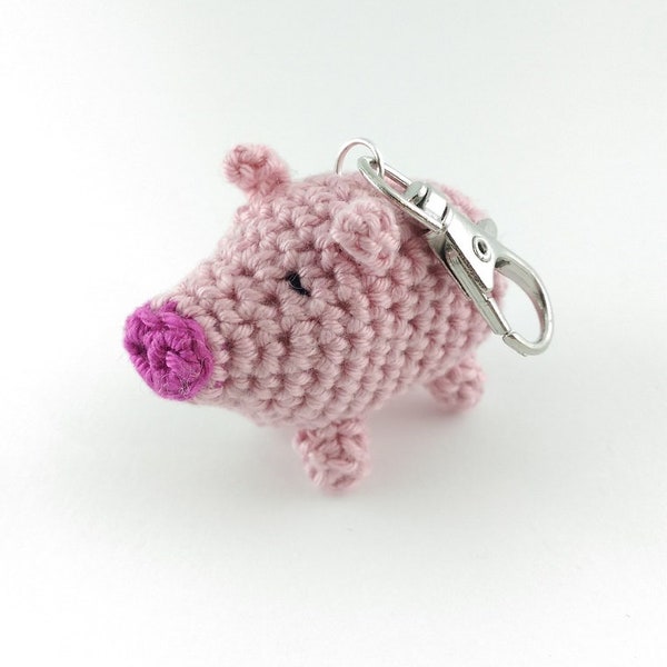 Bijou de sac / porte-clé Amigurumi cochon au crochet