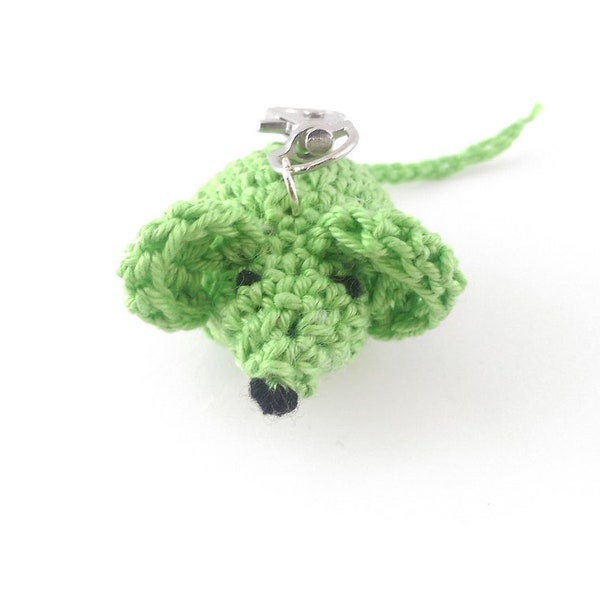 Bijou de sac / Porte-clé Amigurumi Souris Verte au Crochet