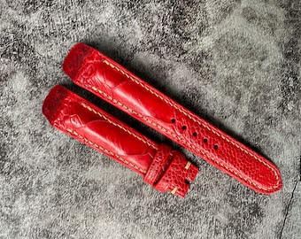 Open Ended Red Ostrich Leg Watch Straps 24mm, 22mm, 21mm, 20mm, 19mm, 18mm, 16mm