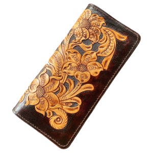 Handmade Leather Carving Long Wallet