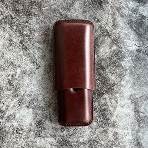 Étuis à cigares en cuir tanné végétal faits main Italie, housse de cigare, cave à cigares en cuir 2 à 3 tubes, étuis à cigares de luxe, cadeau pour papa