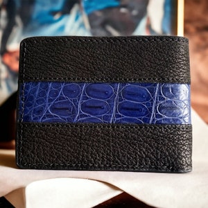 Cadeau voor hem, Black Shark Skin Men Wallet, Lederen Portemonnee voor Mannen, Billfold mannen portemonnee, Bi-fold mannen portemonnee, Beste Portemonnee voor Mannen