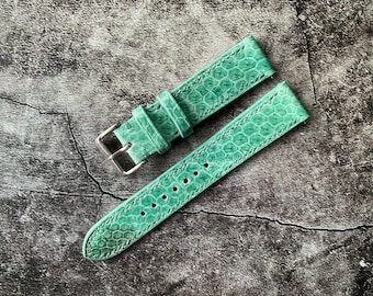 Aquamarine Snake Leather Watch Straps, Leather Watch Bands, Best Leather Watch Strap, Straps for Watches 24mm, 22mm, 21mm, 20mm, 19mm, 18mm,