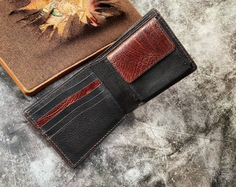 Ostrich Leg Wallet with Coin Pocket, Men’s coin wallet, Leather Wallet for Men, Bi-fold men wallet, Leather Men Wallet with Coin pouch