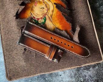 Vintage Walnut Watch Straps, Vegetable Tanned Watch Bands , 22mm, 21mm, 20mm, 19mm, 18mm, 16mm