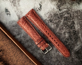 Chestnut Brown Shark skin Leather Watch Straps,  Leather Watch Bands, Best Leather Watch Strap 24mm, 22mm, 21mm, 20mm, 19mm, 18mm, 16mm