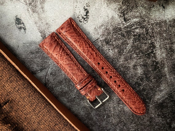Chestnut Brown Shark Skin Leather Watch Straps Leather Watch Bands Best Leather Watch Strap 24mm 22mm 21mm 20mm 19mm 18mm 16mm Etsy