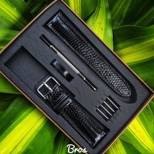 Black Lizard Leather Watch Straps, Leather Watch Bands, Best Leather Watch Strap, Straps for Watches 24mm, 22mm, 21mm, 20mm, 19mm, 18mm