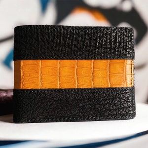 Black Shark Skin Men Wallet, Leather Wallet for Men, Billfold men wallet, Bi-fold men wallet, Best Wallet for Men, Personalized mens wallet