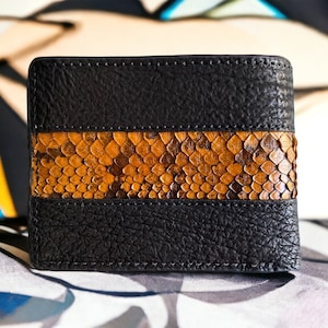 Geschenk für ihn, schwarze Haifischhaut Männer Brieftasche, Leder Brieftasche für Männer, Brieftasche Männer Brieftasche, zweifache Männer Brieftasche, beste Brieftasche für Männer