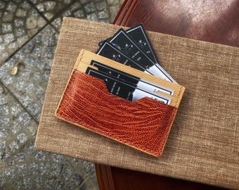 Cognac Leather Card Holder | Small Card Holder Wallet | Minimalist Card Wallet | Slim Card Holder | Wallet For Cards | Card Holder For Men