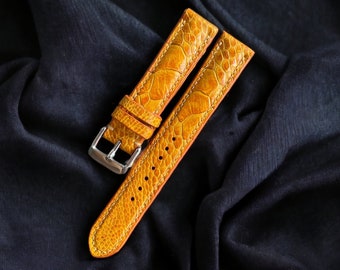 Handmade Gold Ostrich Leg Watch Straps, Leather Watch Straps, Leather Watch Bands, Watch Straps 24mm, 22mm, 21mm, 20mm, 19mm, 18mm, 16mm