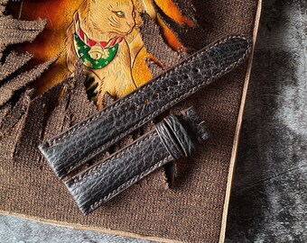 Dark Brown Shark skin Watch Straps 24mm, 22mm, 21mm, 20mm, 19mm, 18mm, 16mm