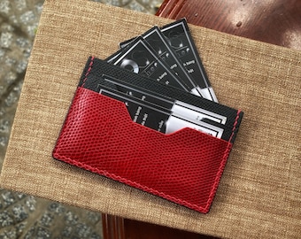 Lizard Leather Card Holder | Small Card Holder Wallet | Minimalist Card Wallet | Slim Card Holder | Wallet For Cards | Card Holder For Men