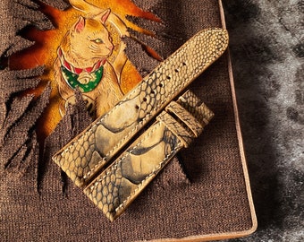Nubuck Golden Tan Stone Washed Ostrich Leg Watch Straps 24mm, 22mm, 21mm, 20mm, 19mm, 18mm, 16mm