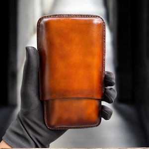 Handmade Italy Vegetable Tanned Leather Cigar Case, Leather Cigar Cases, Cigar Cover, Cigar Leather Humidor 2 to 3 tubes, Luxury Cigar Cases