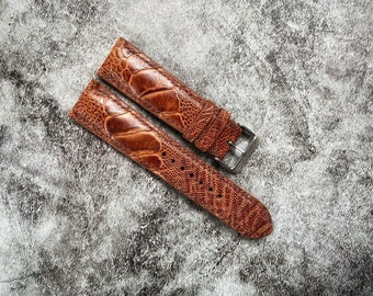 Brown Ostrich Leg Leather Watch Straps, Leather Watch Bands, Best Leather Watch Strap, Straps for Watches 24mm, 22mm, 21mm, 20mm, 19mm, 18mm