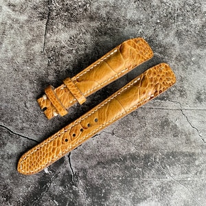 Open Ended Gold Ostrich Leg Watch Straps 24mm, 22mm, 21mm, 20mm, 19mm, 18mm, 16mm