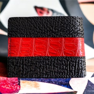 Cadeau voor hem, Black Shark Skin Men Wallet, Lederen Portemonnee voor Mannen, Billfold mannen portemonnee, Bi-fold mannen portemonnee, Beste Portemonnee voor Mannen