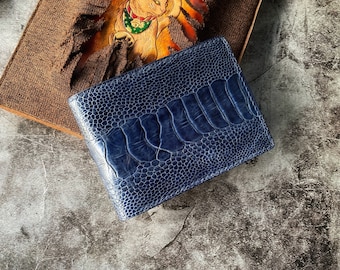 ON SALE - Navi Blue Ostrich Leg Men Wallet