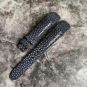 Open Ended Black Stingray Watch Straps 24mm, 22mm, 21mm, 20mm, 19mm, 18mm, 16mm