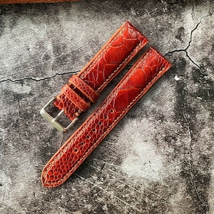 Whisky Brown Ostrich Leg Leather Watch Strap: Handmade Zermatt Leather Band
