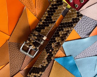 Brown Python Leather Watch Strap: Handmade Quick Release Band