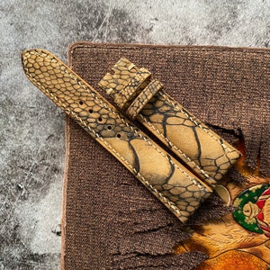 Nubuck Golden Tan Stone Washed Ostrich Leg Leather Watch Straps, Leather Watch Bands, Best Leather Watch Strap, Straps for Watches