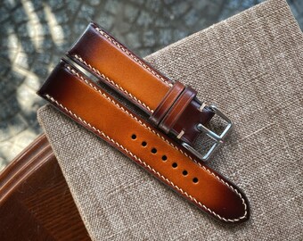 Vintage Watch Straps, Vegetable Tanned Watch Bands 24mm, 22mm, 21mm, 20mm, 19mm, 18mm, 16mm