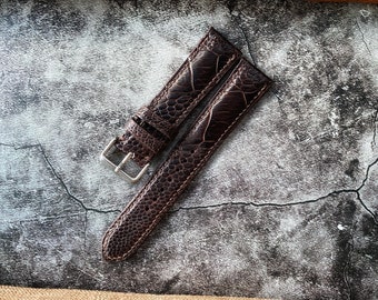Dark Walnut Brown Ostrich Leg Leather Watch Straps, Leather Watch Bands, Best Leather Watch Strap, Straps for Watches 24mm, 22mm, 21mm, 20mm