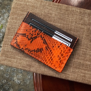 Python Leather Card Holder | Small Card Holder Wallet | Minimalist Card Wallet | Slim Card Holder | Wallet For Cards | Card Holder For Men