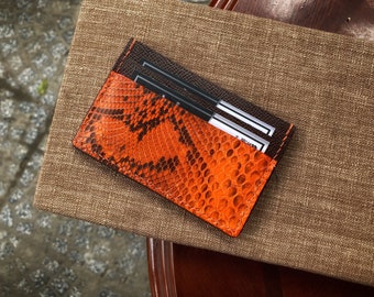 Python Leather Card Holder | Small Card Holder Wallet | Minimalist Card Wallet | Slim Card Holder | Wallet For Cards | Card Holder For Men