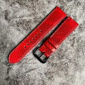 Red Snake Leather Watch Straps, Leather Watch Bands, Best Leather Watch Strap, Straps for Watches 24mm, 22mm, 21mm, 20mm, 19mm, 18mm, 16mm