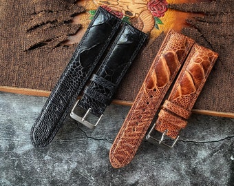Combo 2 Set Of Watch straps Black And Brown Ostrich Leg Watch Straps 24mm, 22mm, 21mm, 20mm, 19mm, 18mm, 16mm