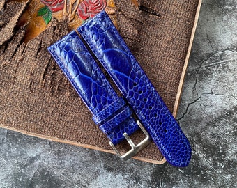 Royal Blue Ostrich Leg Watch Straps Leather Watch Straps, Leather Watch Bands, Best Leather Watch Strap 24mm, 22mm, 21mm, 20mm, 19mm, 18mm