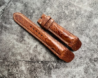 Open Ended Brown Ostrich Leg Leather Watch Straps, Leather Watch Bands, Best Leather Watch Strap  24mm, 22mm, 21mm, 20mm, 19mm, 18mm, 16mm