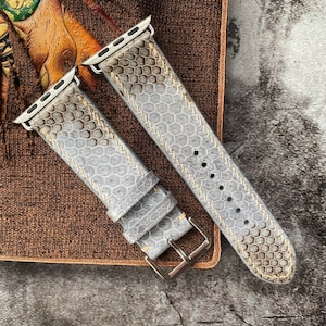 Leather Straps for Apple Watch, Gray Snake Watch Straps, Apple Watch Bands 38mm 40mm 41mm 42mm 44mm 45mm, Series 8 7 6 5 4 3 2 1 SE