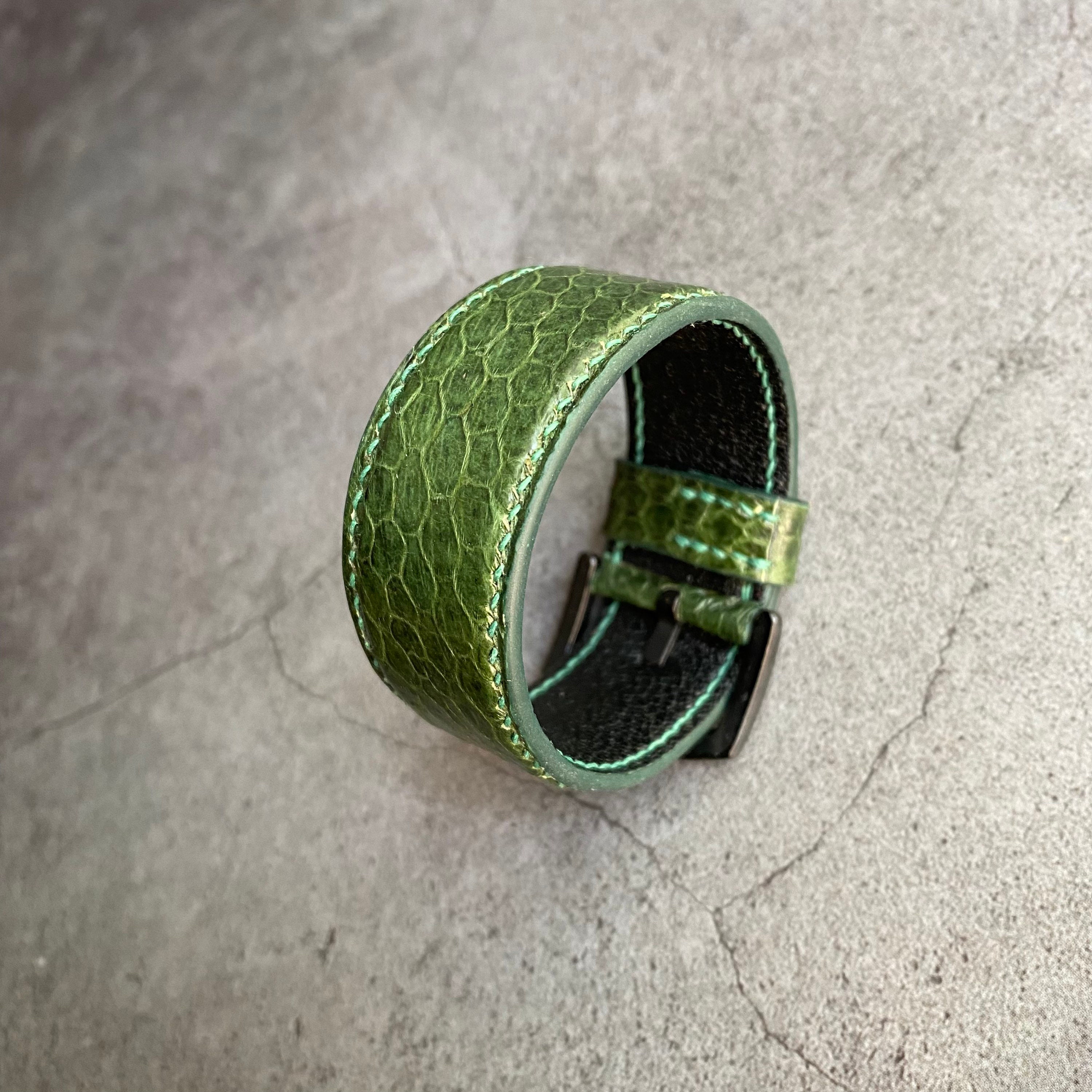 Custom Green Snake Skin Bracelet