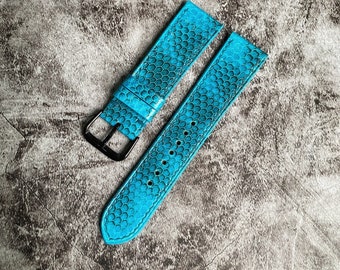 Turquoise Snake Leather Watch Straps, Leather Watch Bands, Best Leather Watch Strap, Straps for Watches 24mm, 22mm, 21mm, 20mm, 19mm, 18mm,