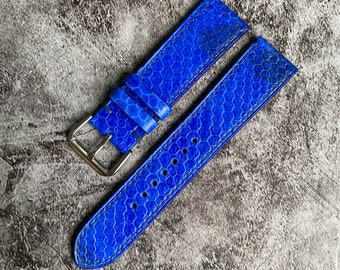 Royal Blue Snake Leather Watch Straps, Leather Watch Bands, Best Leather Watch Strap, Straps for Watches 24mm, 22mm, 21mm, 20mm, 19mm, 18mm