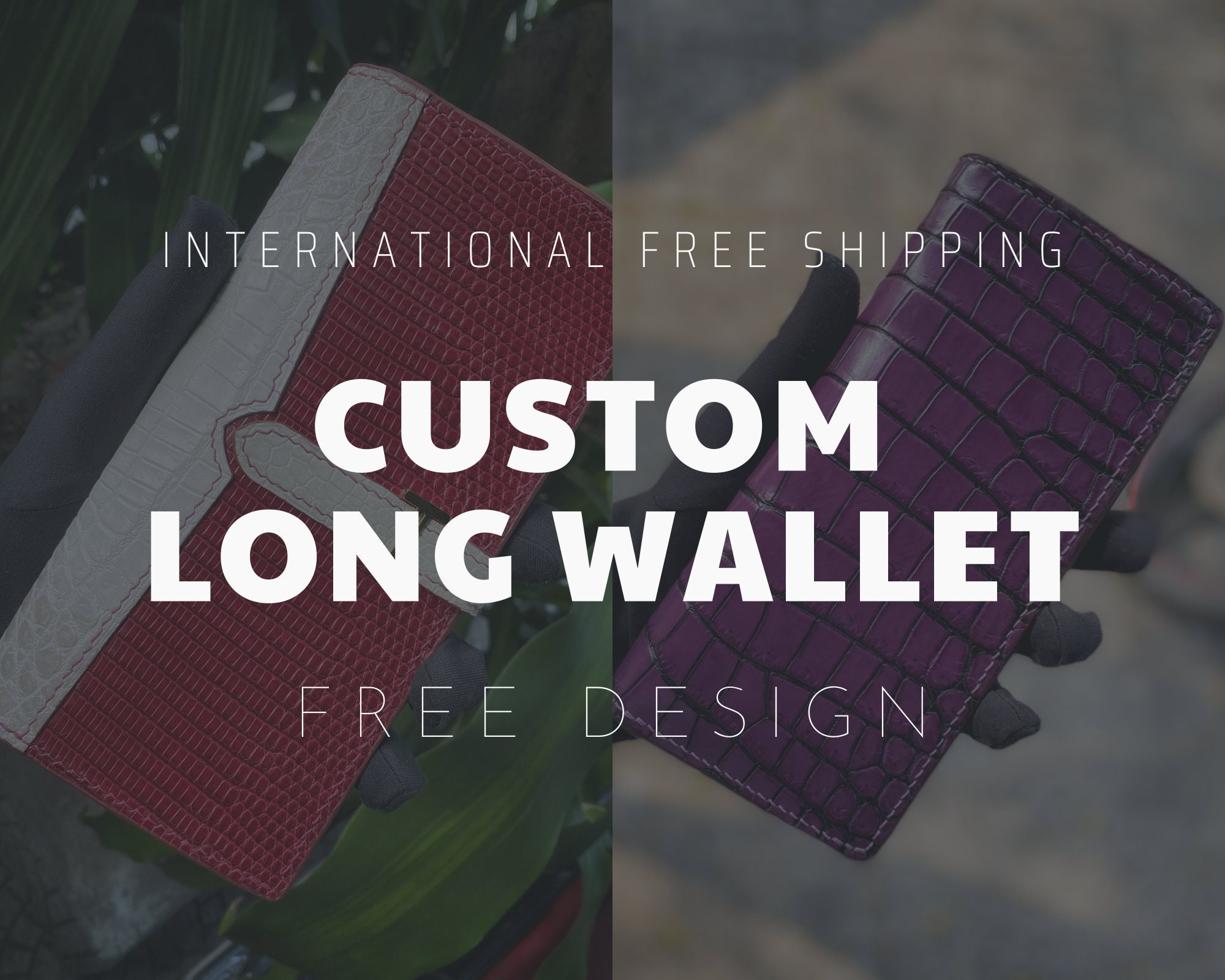 Customized Leather Long Wallet for Men and Women, Bifold Leather Long ...