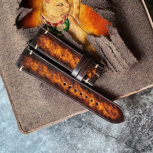 Vintage Brown Watch Straps, Vegetable Tanned Watch Bands , 22mm, 21mm, 20mm, 19mm, 18mm, 16mm