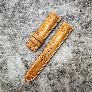 Handmade Gold Ostrich Leg Watch Straps, Leather Watch Straps, Leather Watch Bands, Watch Straps 24mm, 22mm, 21mm, 20mm, 19mm, 18mm, 16mm