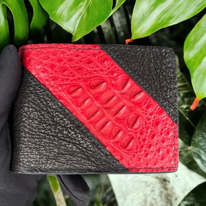 Cadeau voor hem, Black Shark Skin Men Wallet, Lederen Portemonnee voor Mannen, Billfold mannen portemonnee, Bi-fold mannen portemonnee, Beste Portemonnee voor Mannen