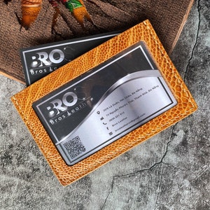 Cadeau voor hem gouden struisvogel been huid kaarthouder/ID-kaarthouder