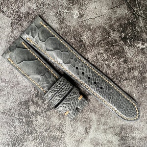 Gray Ostrich Leg Leather Watch Straps, Leather Watch Bands, Best Leather Watch Strap, Straps for Watches 24mm, 22mm, 21mm, 20mm, 19mm, 18mm