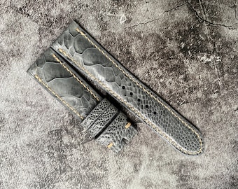 Gray Ostrich Leg Leather Watch Straps, Leather Watch Bands, Best Leather Watch Strap, Straps for Watches 24mm, 22mm, 21mm, 20mm, 19mm, 18mm