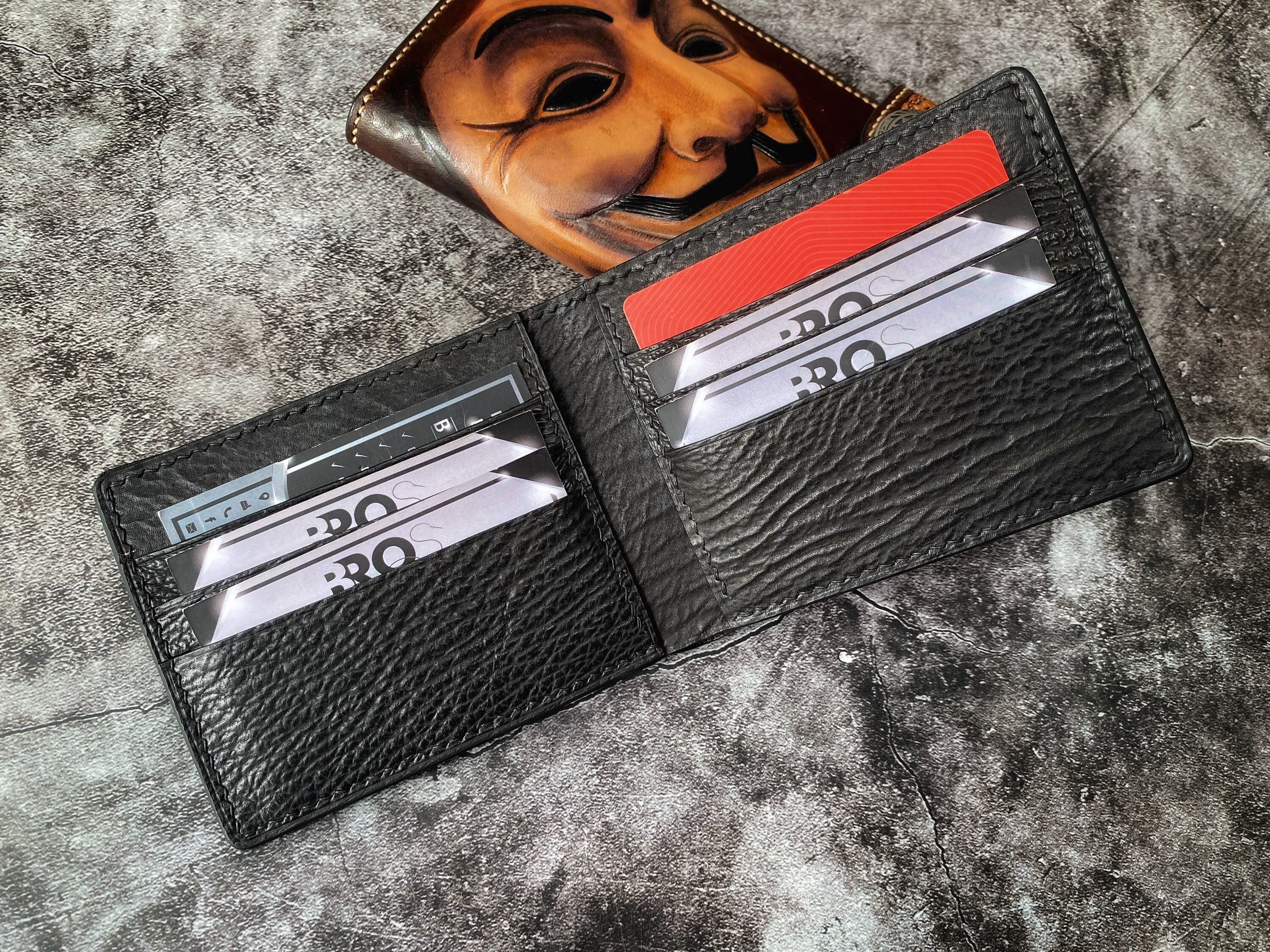 Black Shark Bifold Wallet Medium 6 Card Slots 